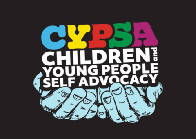 CYPSA Logo - two hands are outstretched to the camera holding letters reading "CYPSA - Children and Young People Self Advocacy"